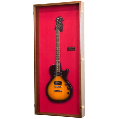 Wall Mounted Electric Guitar Display Case Cabinet Walnut