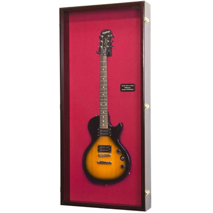 Wall Mounted Electric Guitar Display Case Cabinet Cherry