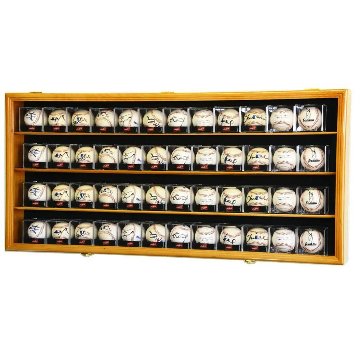 48 Baseball Acrylic Cubes Display Case Wood Cabinet Oak