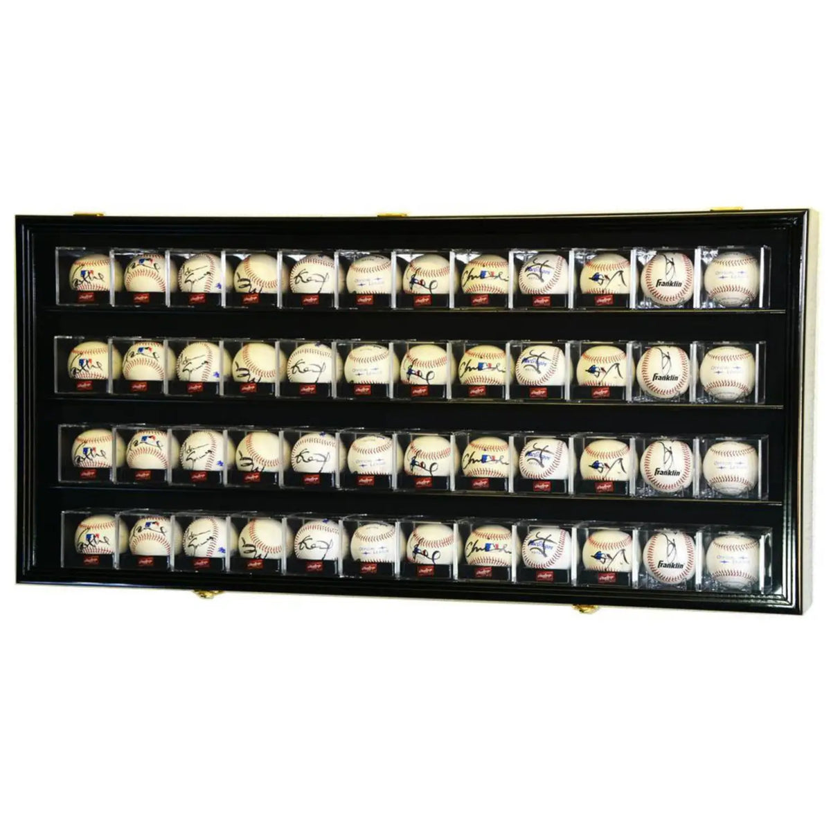 48 Baseball Acrylic Cubes Display Case Wood Cabinet Black