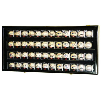48 Baseball Acrylic Cubes Display Case Wood Cabinet Black