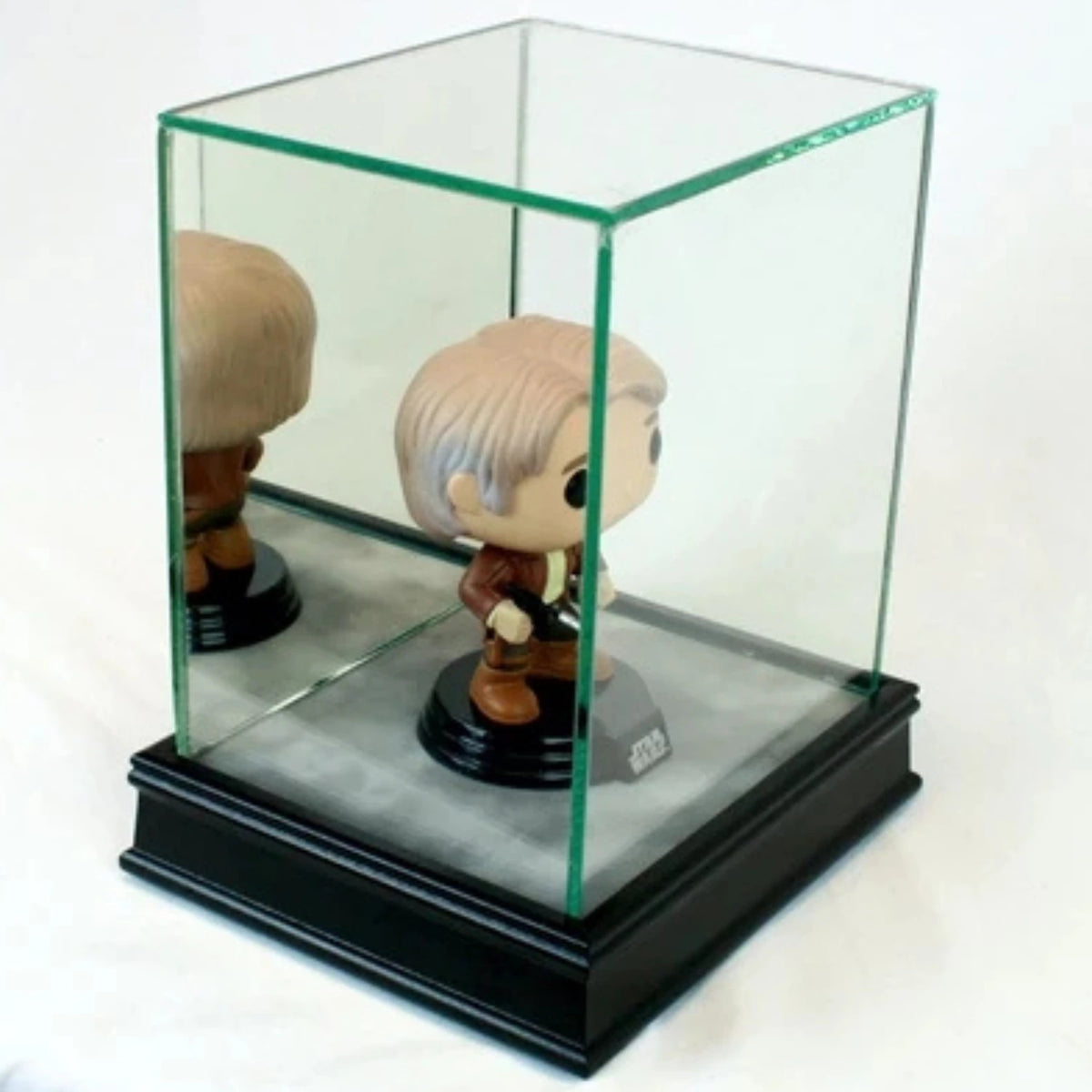 Real Glass Single Funko Bobblehead Display Case Black Base