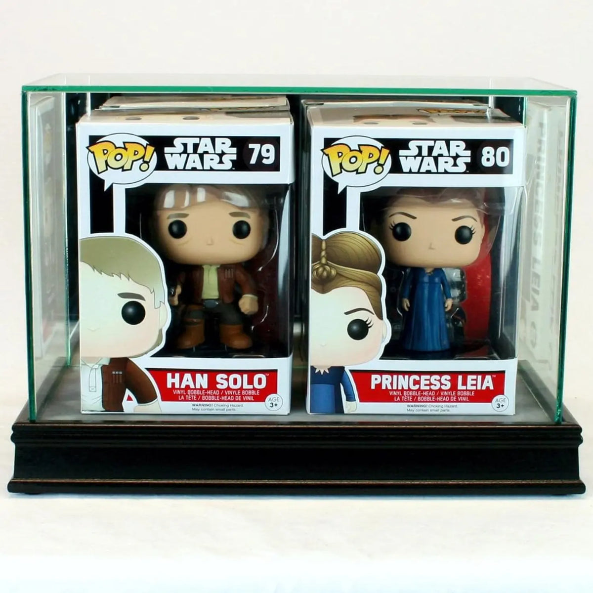 Real Glass Double Funko Pop Figure in box Display Case Black Base