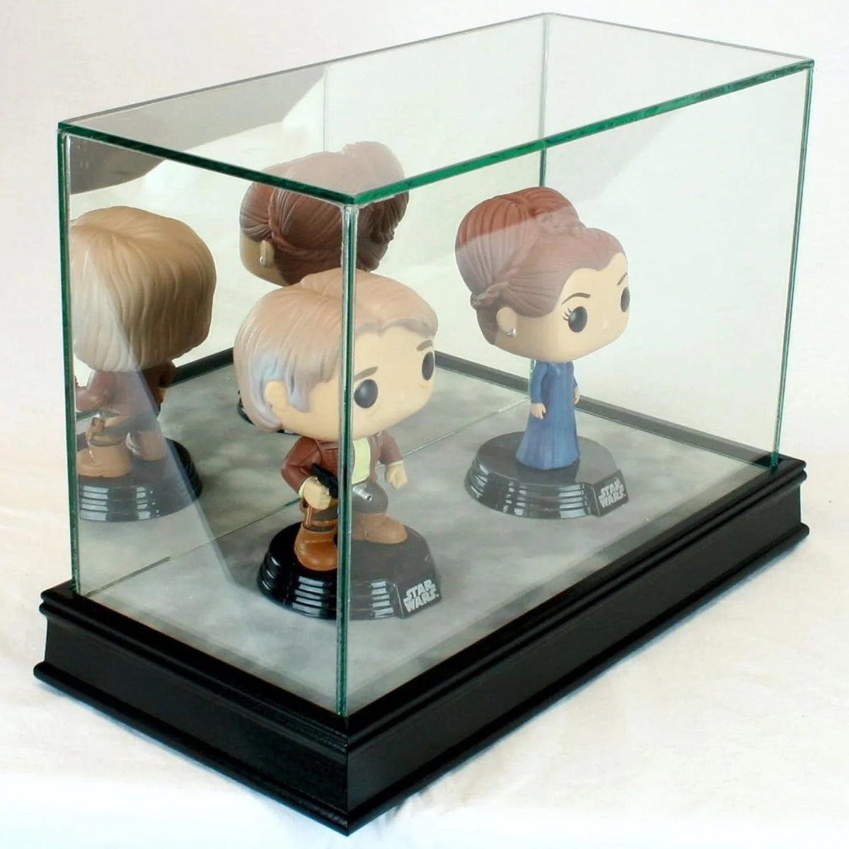 Real Glass Double Funko Pop Figure Display Case Black Base