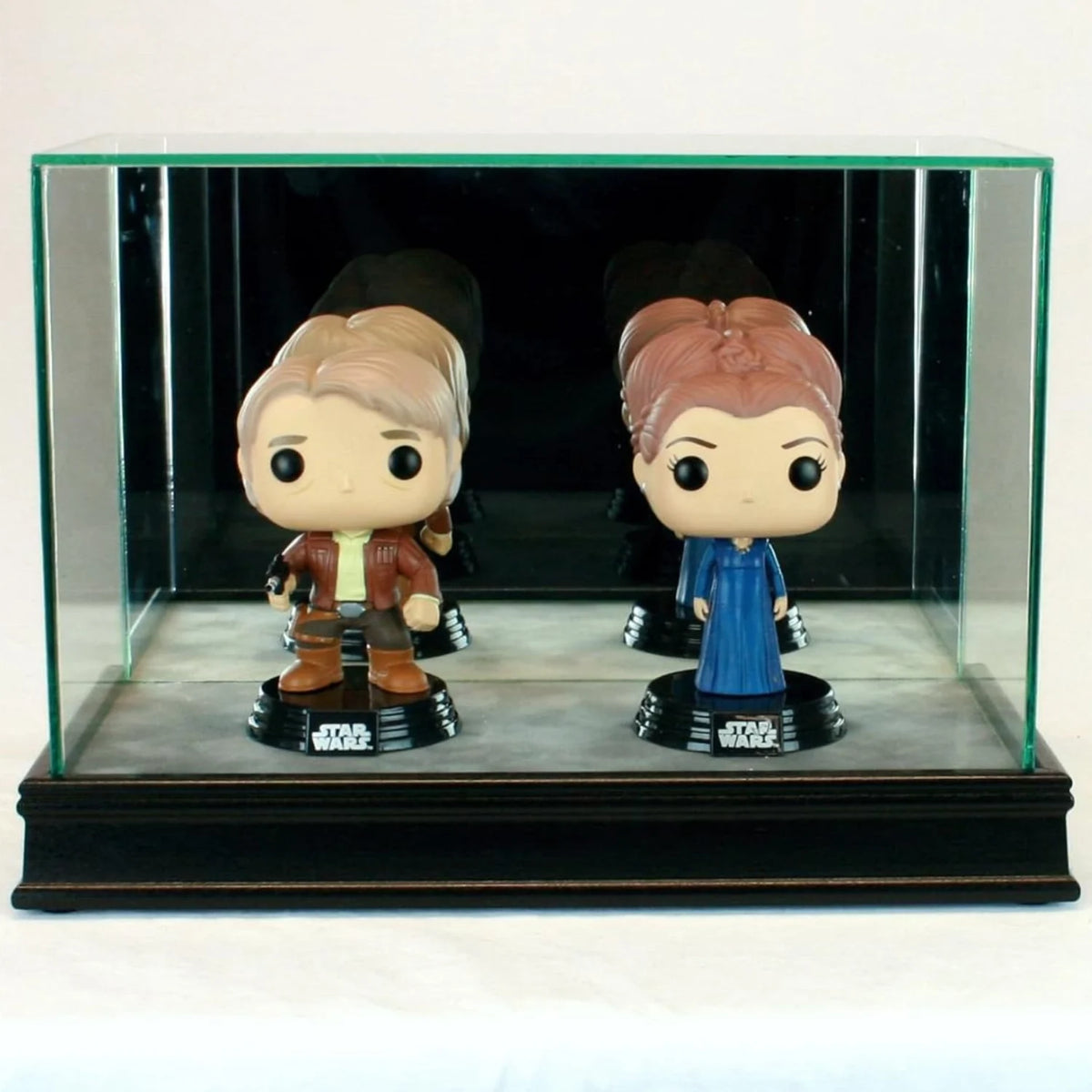 Real Glass Double Funko Pop Figure Display Case Black Base