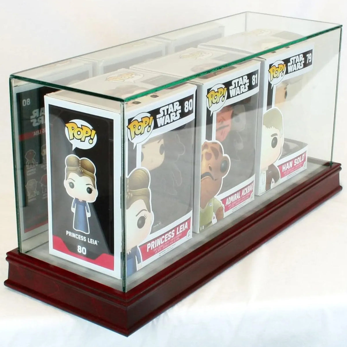 Real Glass Triple Funko Pop Figure in box Display Case Cherry Base