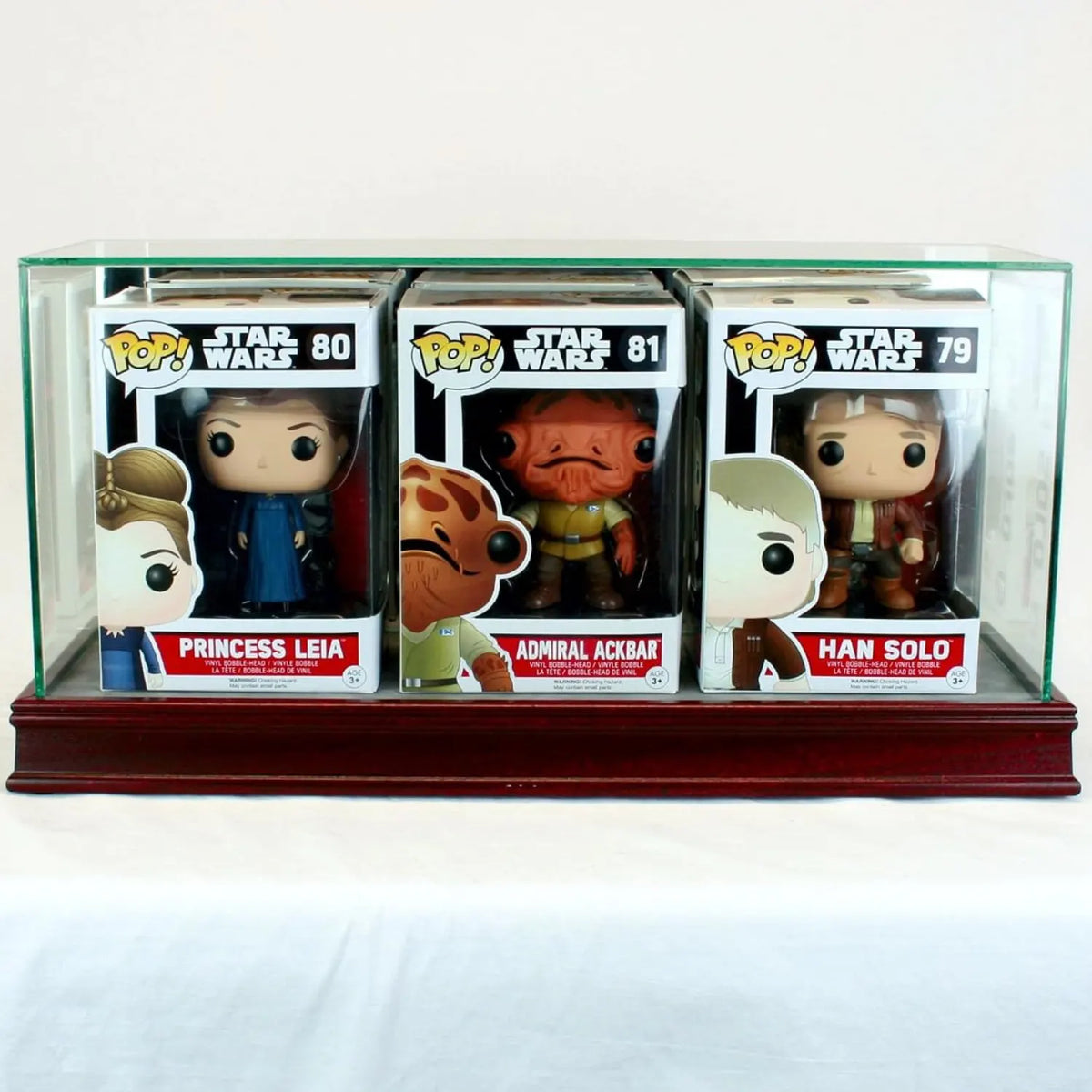 Real Glass Triple Funko Pop Figure in box Display Case Cherry Base