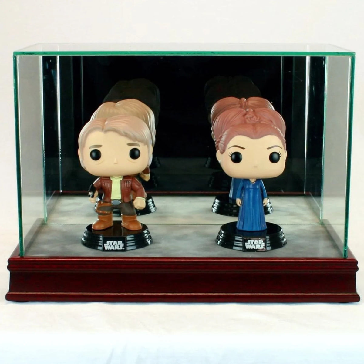 Real Glass Double Funko Pop Figure Display Case Cherry Base