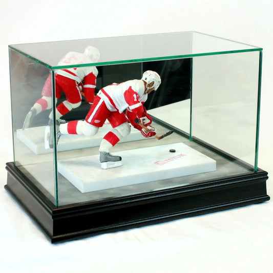 Real Glass McFarlane Figurine Display Case Black Wood Base
