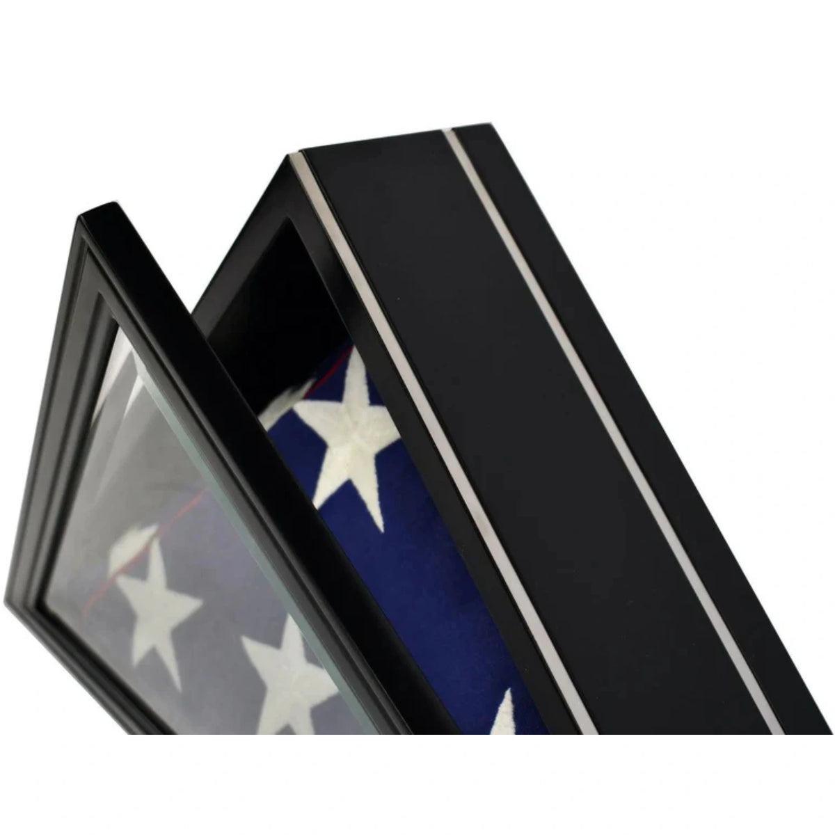 Old Glory Flag Display Case Glass Tabletop Cabinet for 5'x9.5' Flag Black