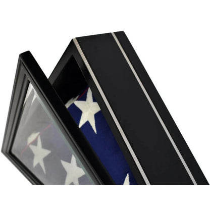 Old Glory Flag Display Case Glass Tabletop Cabinet for 5'x9.5' Flag Black