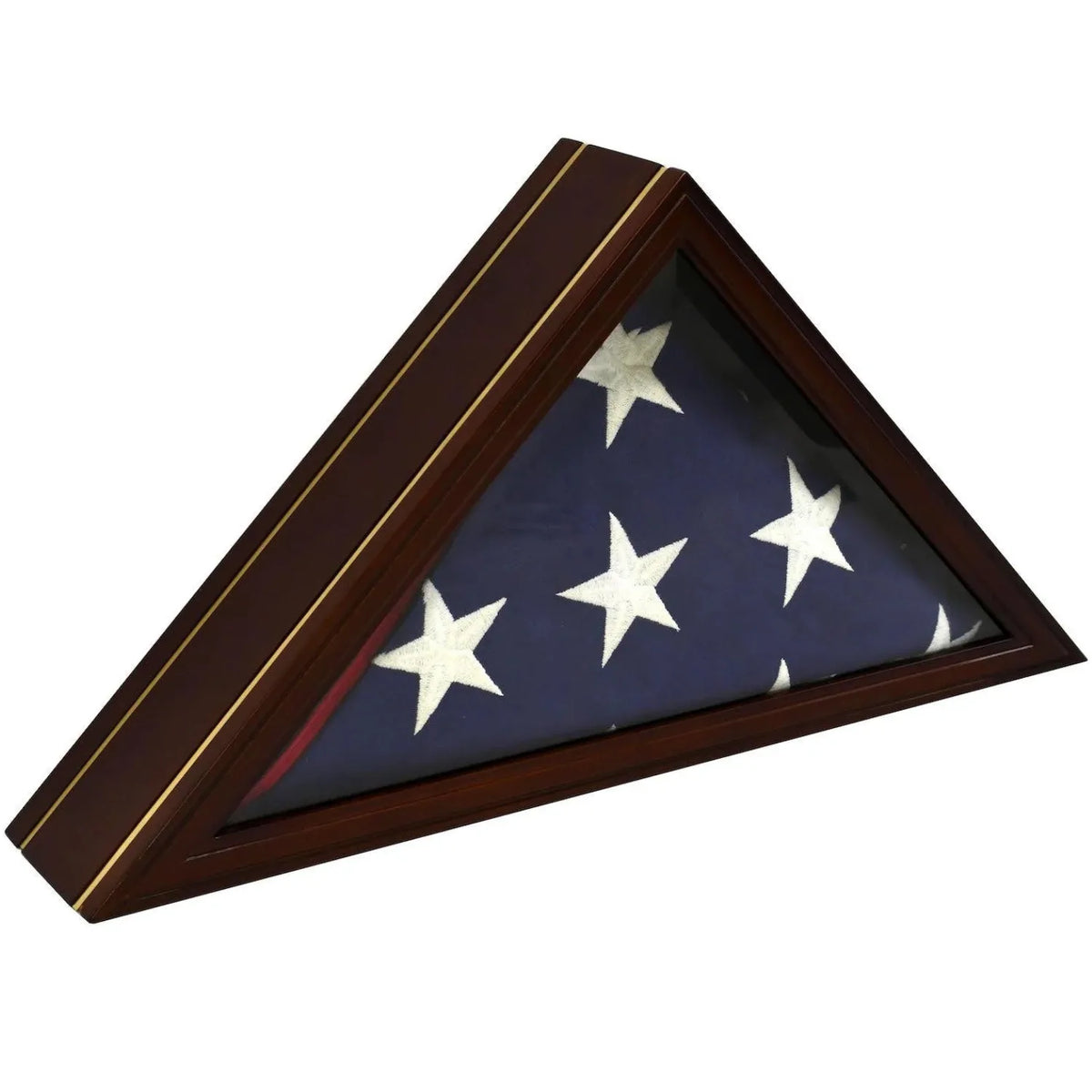 Old Glory Flag Display Case Glass Tabletop Cabinet for 5'x9.5' Flag Mahogany