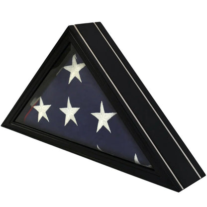 Old Glory Flag Display Case Glass Tabletop Cabinet for 5'x9.5' Flag Black