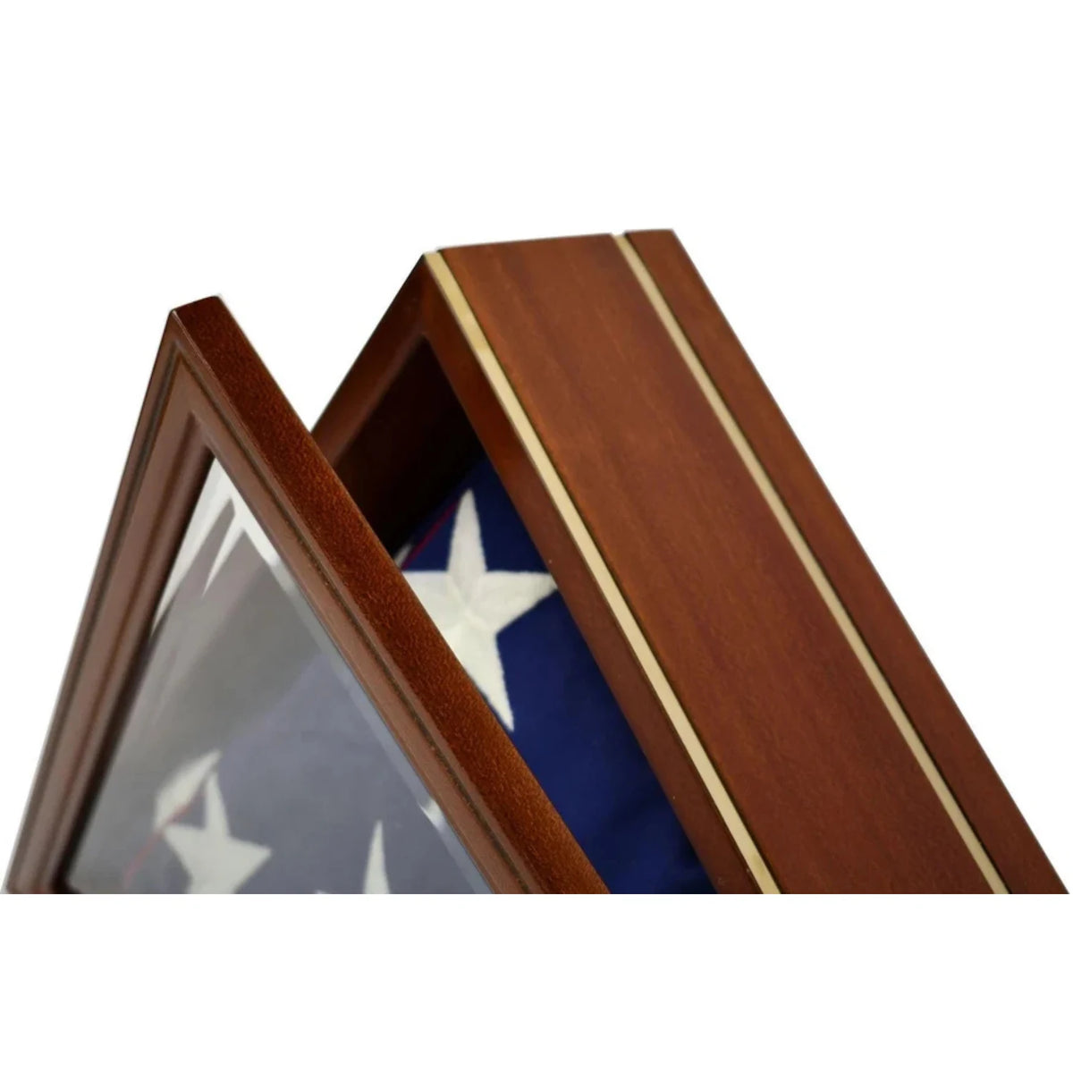 Old Glory Flag Display Case Glass Tabletop Cabinet for 5'x9.5' Flag Light Cherry