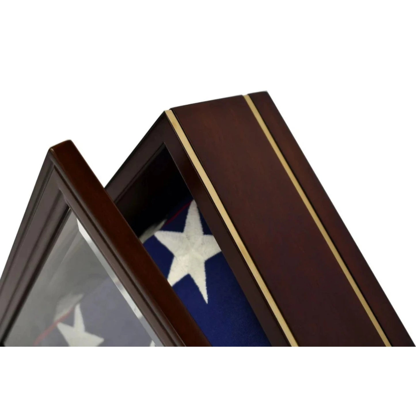Old Glory Flag Display Case Glass Tabletop Cabinet for 5'x9.5' Flag Mahogany