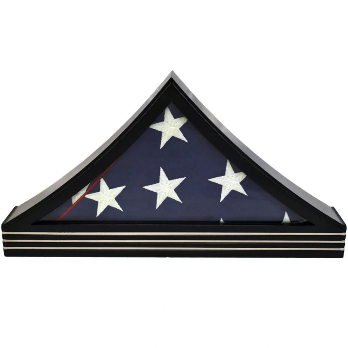 Chevron Flag Display Case Glass Tabletop Cabinet for 5'x9.5' Flag Black