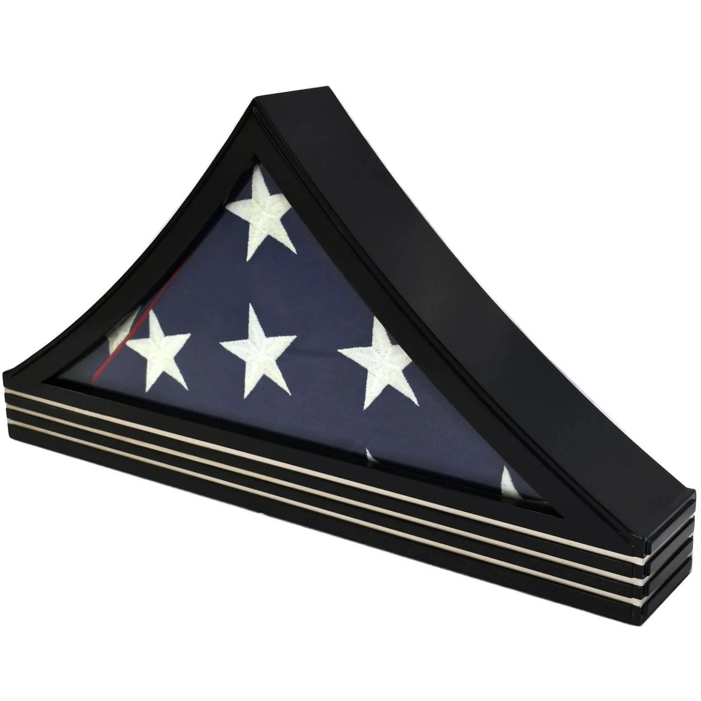 Chevron Flag Display Case Glass Tabletop Cabinet for 5'x9.5' Flag Black