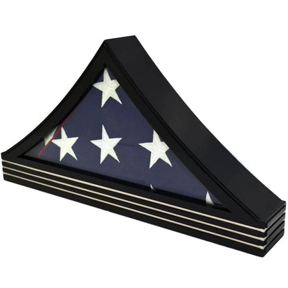 Chevron Flag Display Case Glass Tabletop Cabinet for 5'x9.5' Flag Black