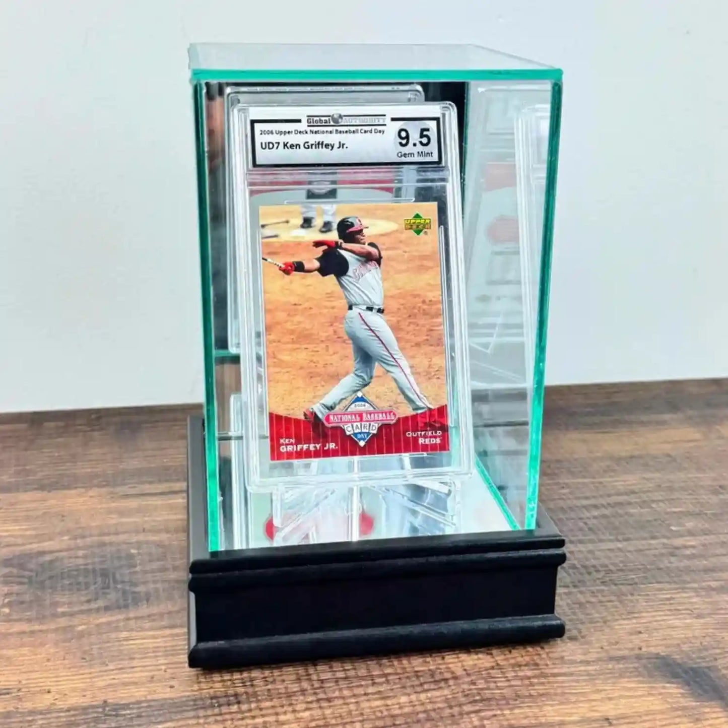 Real Glass Single Graded PSA Trading Card Display Case Black Sport