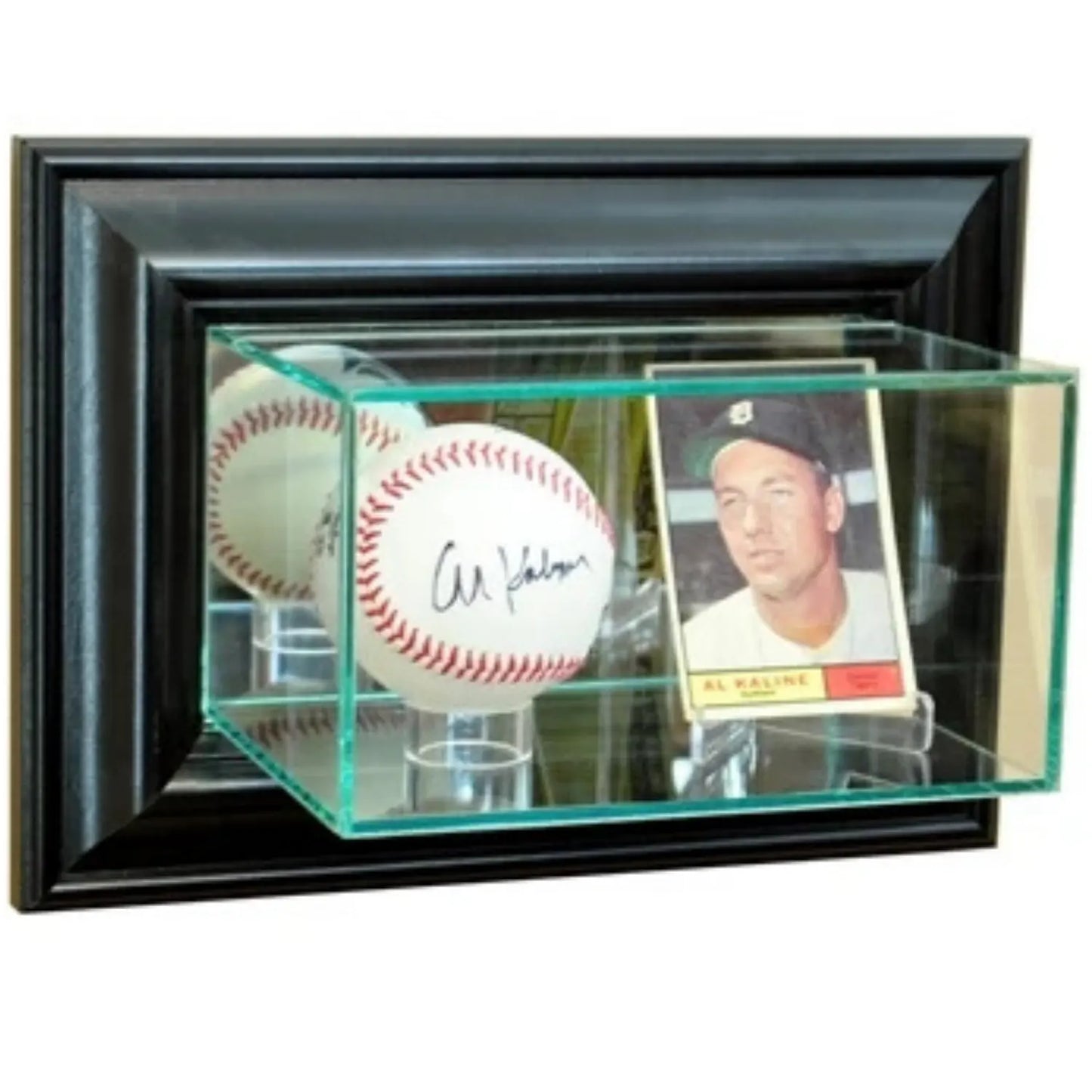 Real Glass Wall-Mounted Baseball and Card Display Case Black