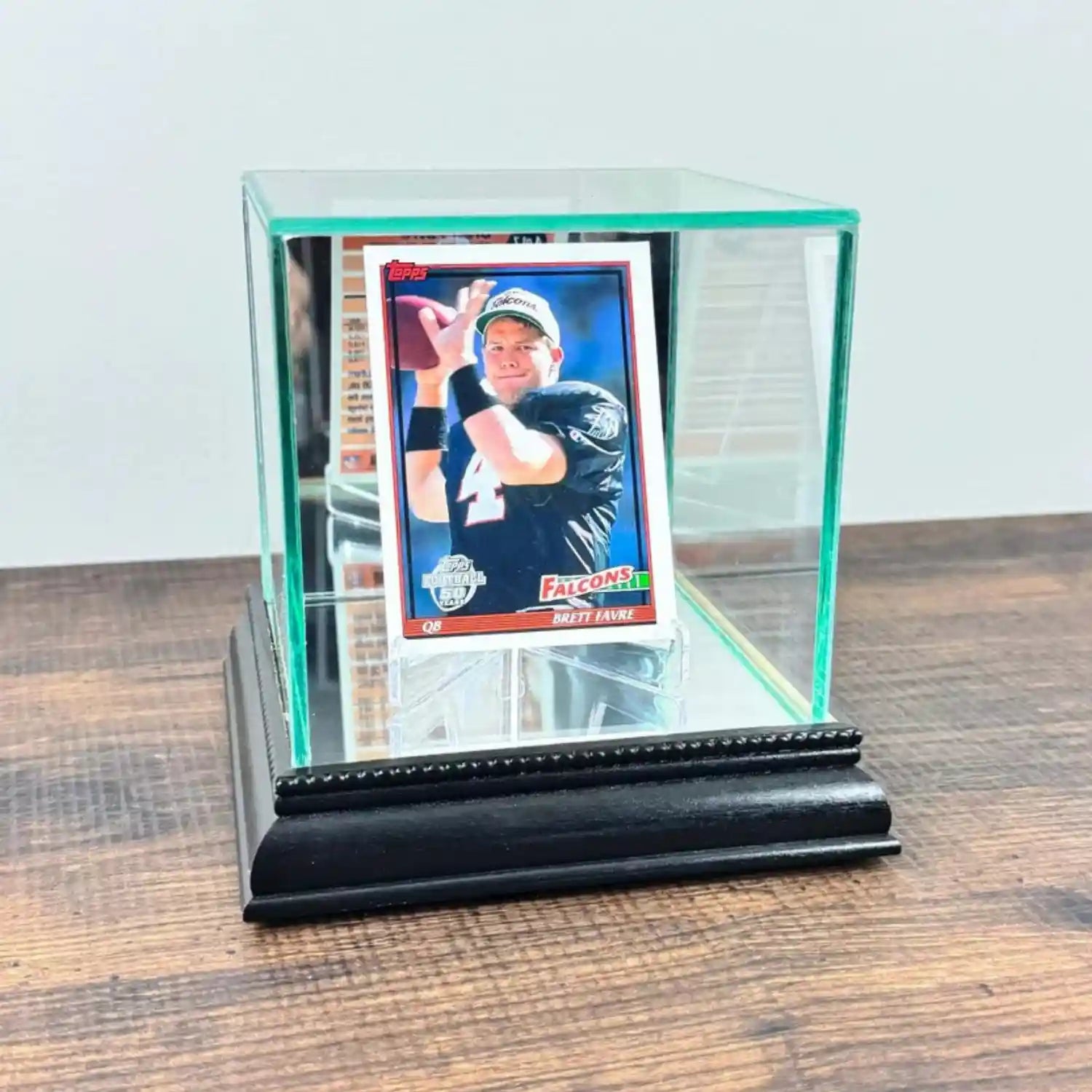 Real Glass Single Sports Trading Card Display Case Black