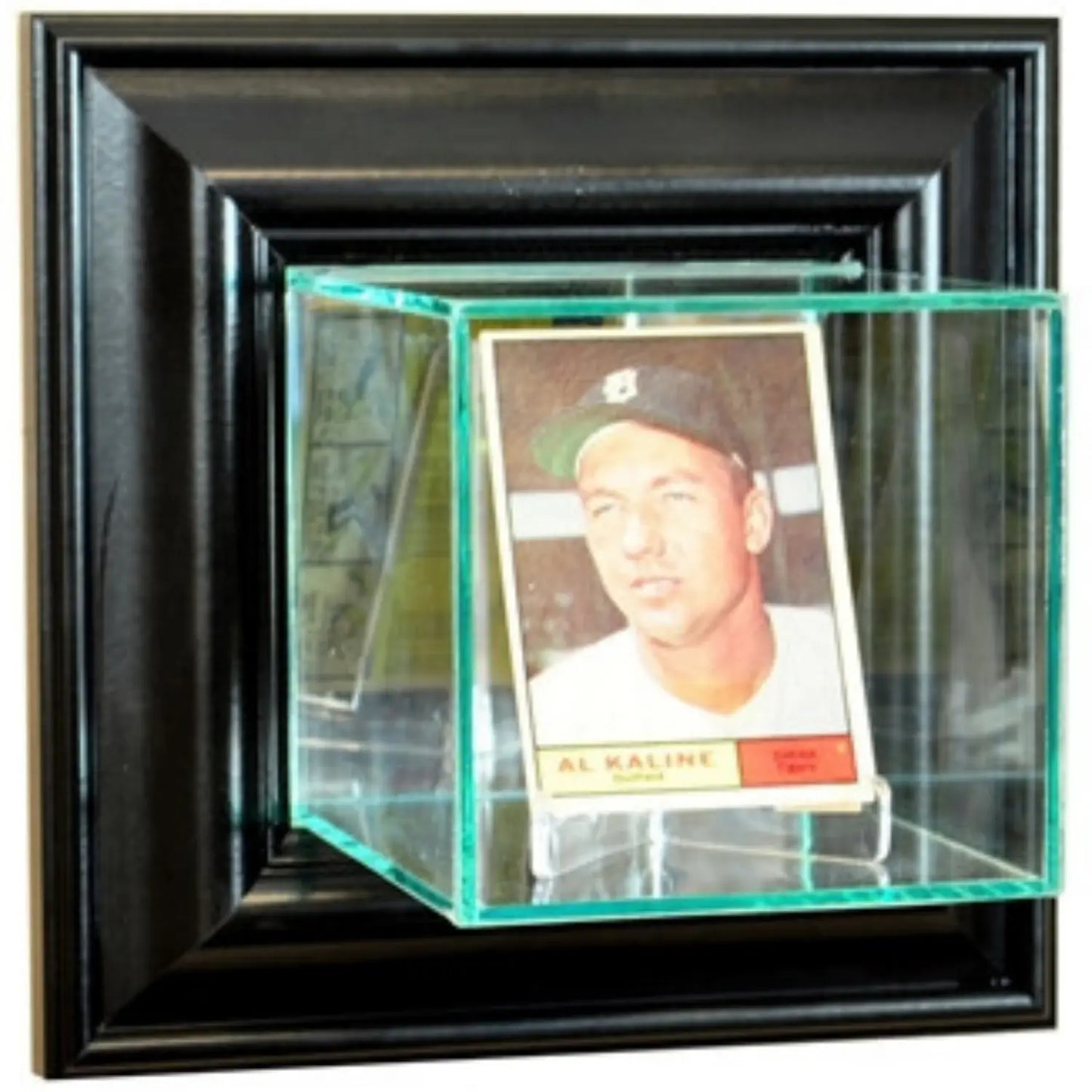 Real Glass Wall-Mounted Single Trading Card Display Case Black