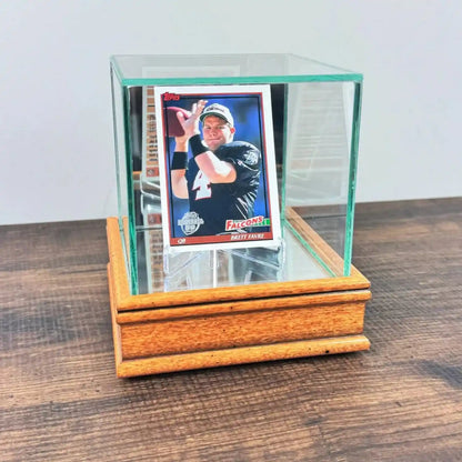 Real Glass Single Sports Trading Card Display Case Walnut