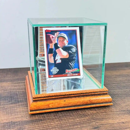Real Glass Single Sports Trading Card Display Case Walnut