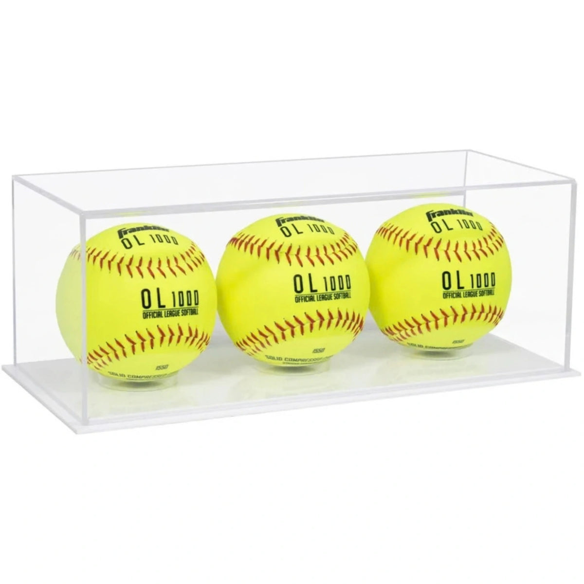 Acrylic Triple Softball Display Case Holder White Base
