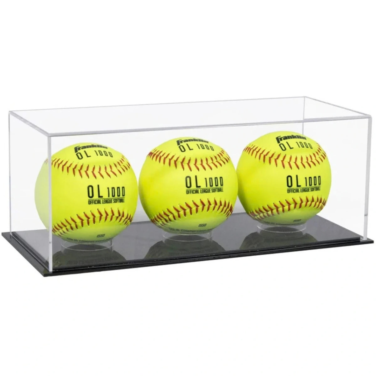 Acrylic Triple Softball Display Case Holder Black Base