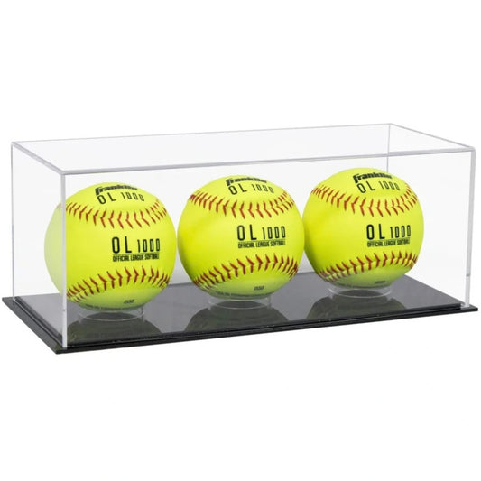 Acrylic Triple Softball Display Case Holder Black Base