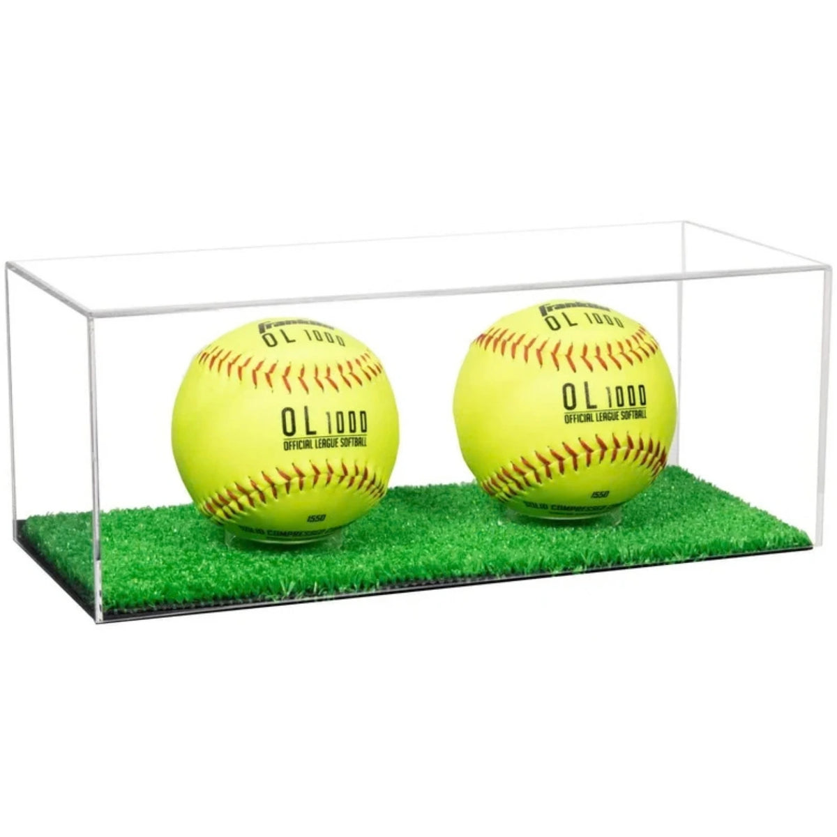 Acrylic Double Softball Display Case Holder Turf Base
