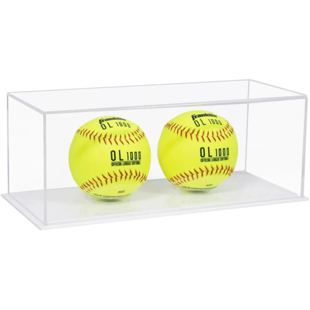 Acrylic Double Softball Display Case Holder White Base
