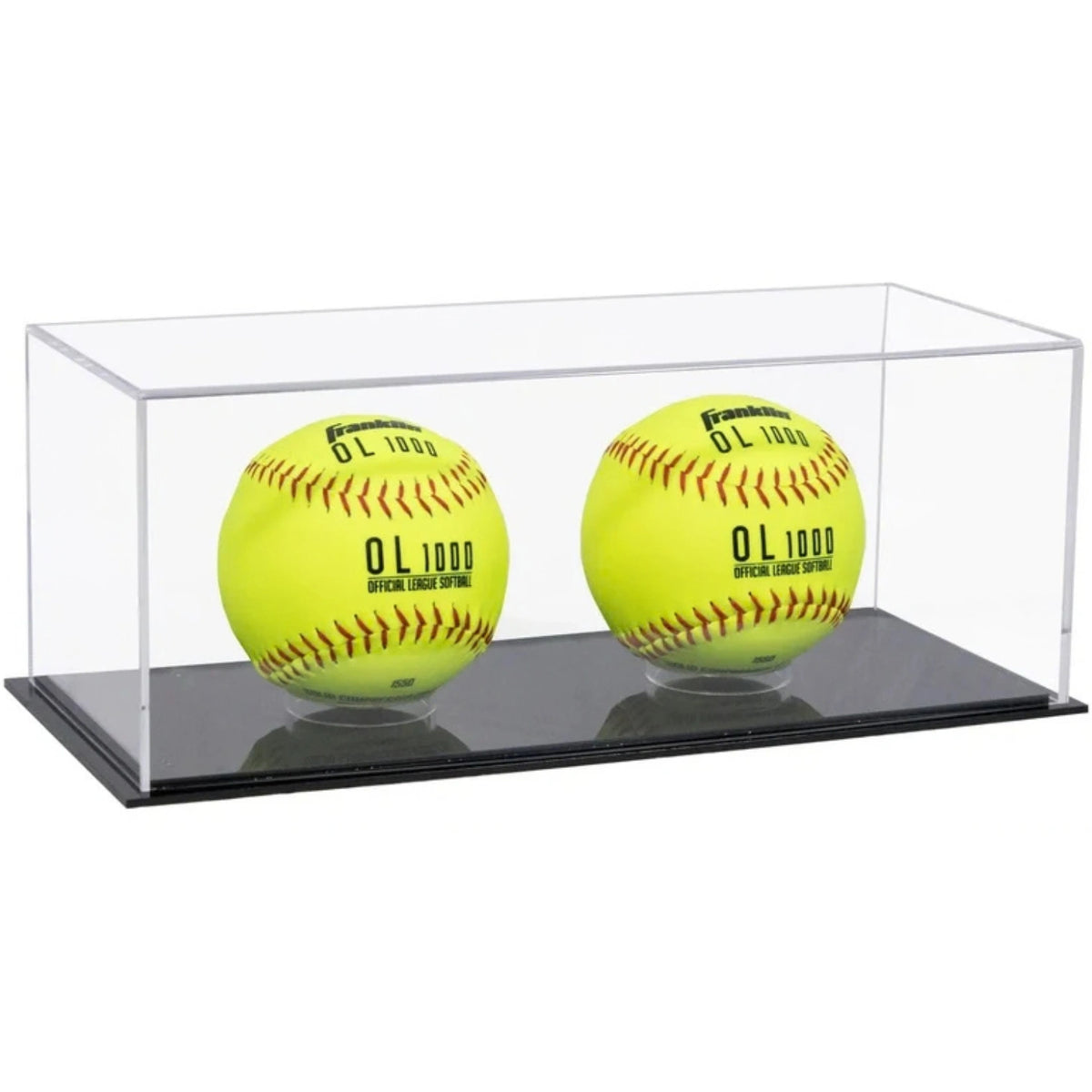 Acrylic Double Softball Display Case Holder Black Base