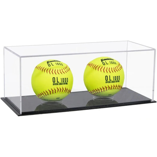 Acrylic Double Softball Display Case Holder Black Base