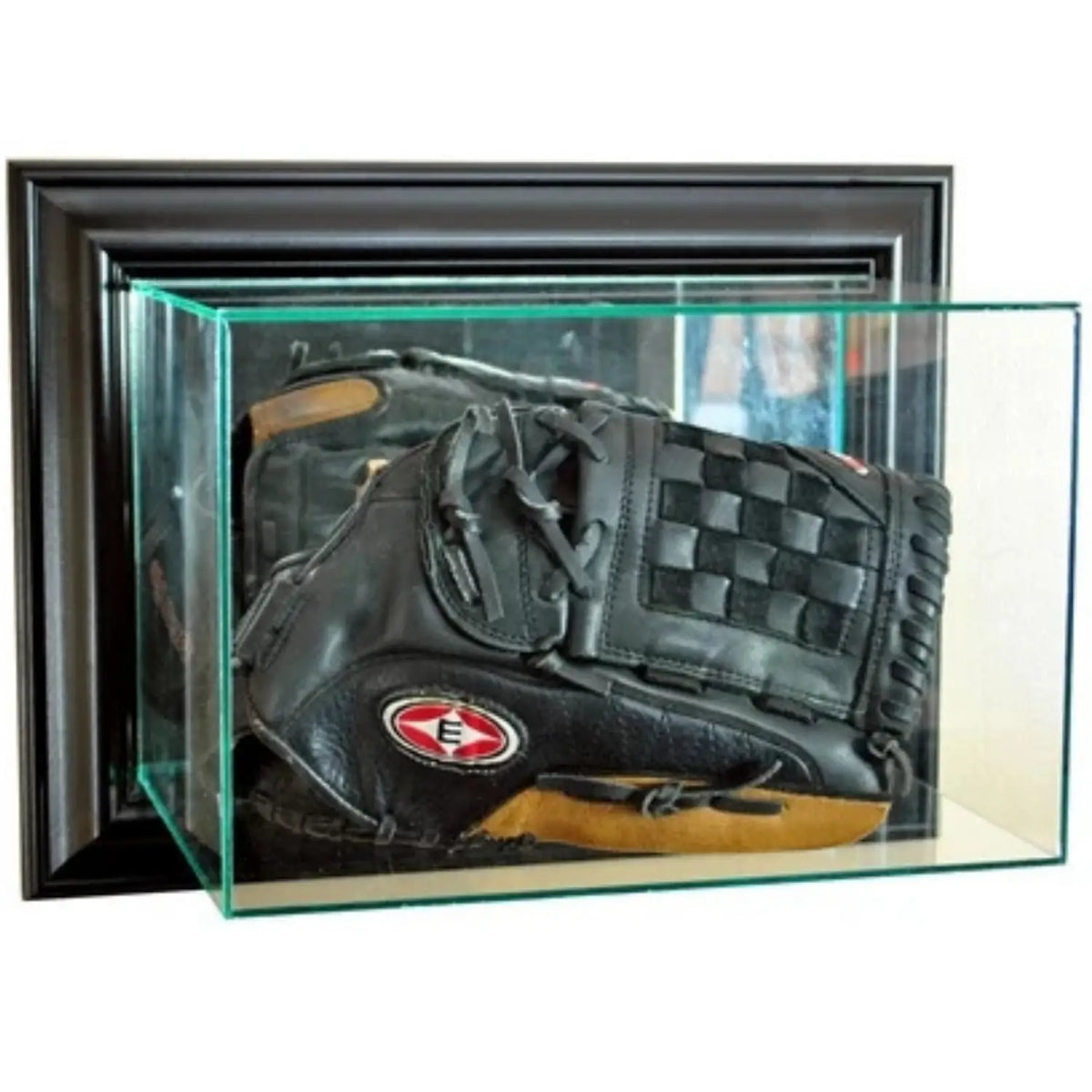 Real Glass Wall Mounted Baseball Glove Display Case Black