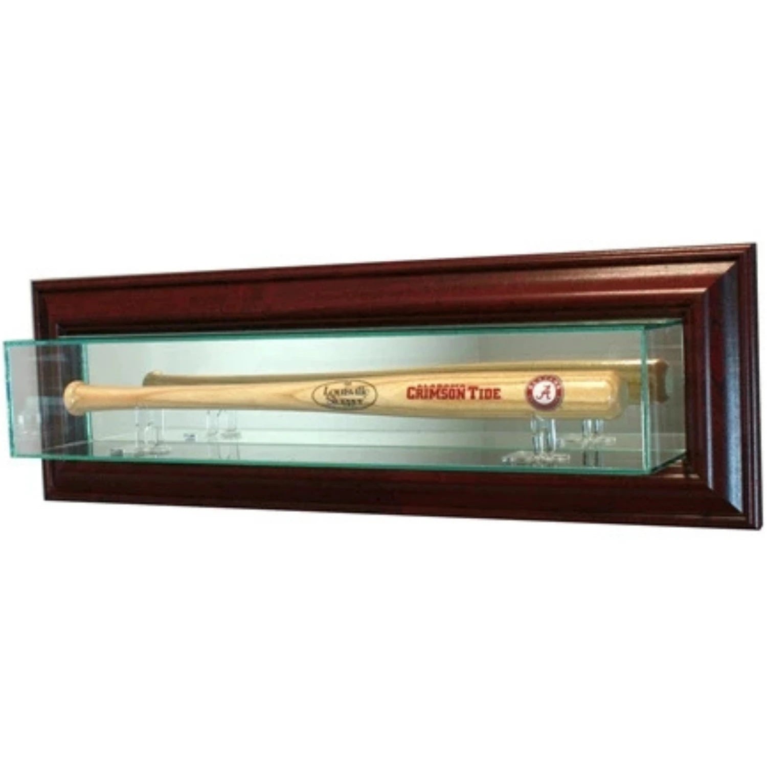 Real Glass Wall Mounted Mini Baseball Bat Display Case Cherry