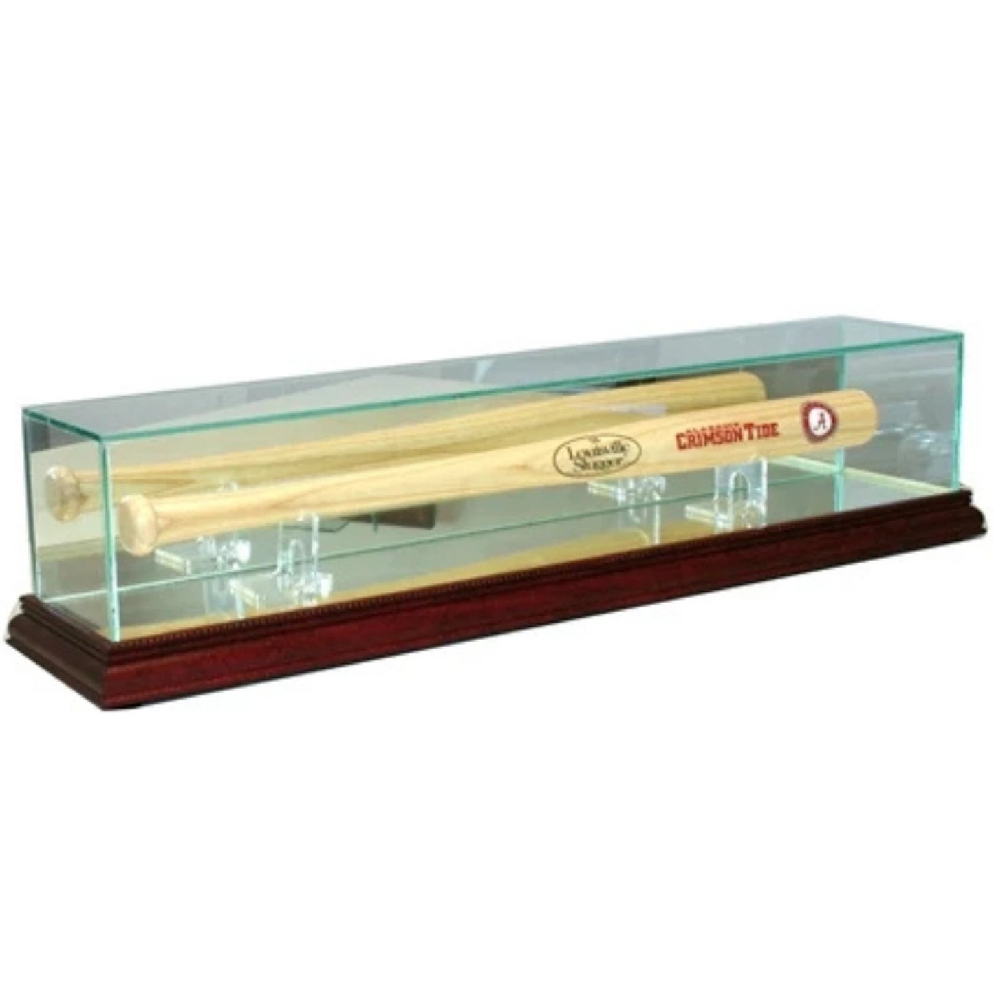 Real Glass Tabletop Mini Baseball Bat Display Case Cherry