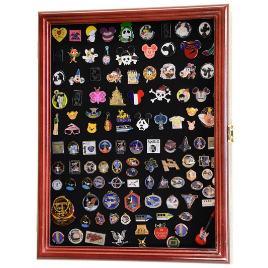 Large Pin, Ribbons, Medals, Buttons, Shells Disney Pins Display Case Cabinet
UV Protection Cherry Wood