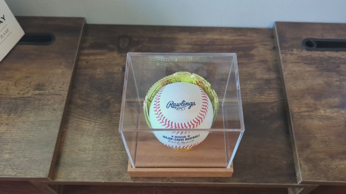 Gold Glove Baseball Display Case Home Run Game Keepsake Ball Holder Autograph