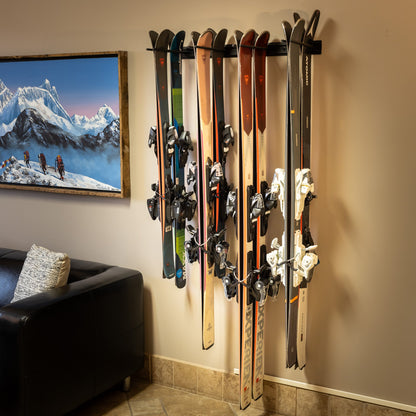 Wall Mounted Ski Storage Rack (Holds 8 Pairs of Skis)