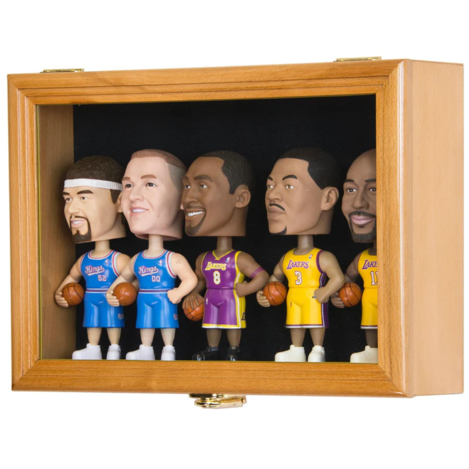 Small Bobblehead Figurine Display Case Cabinet UV Protection Bobble Head