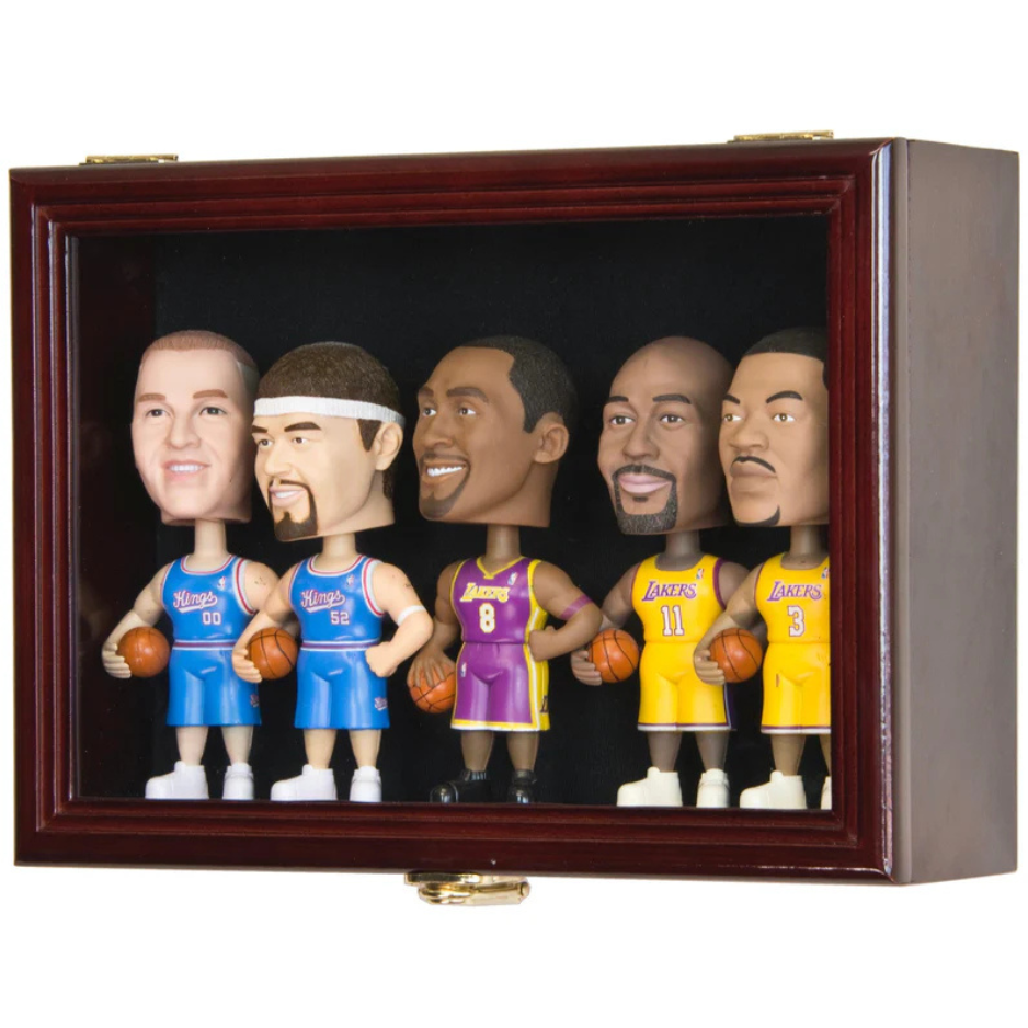 Small Bobblehead Figurine Display Case Cabinet UV Protection Bobble Head