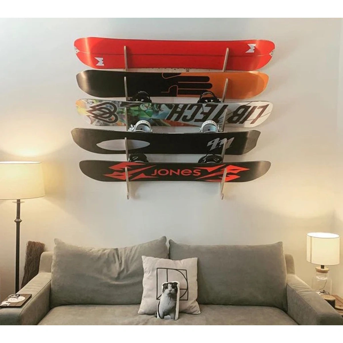 Walnut Snowboard Rack Premium Snowboard Wall Rack | Adjustable Multi-Tier Storage for Boards ...