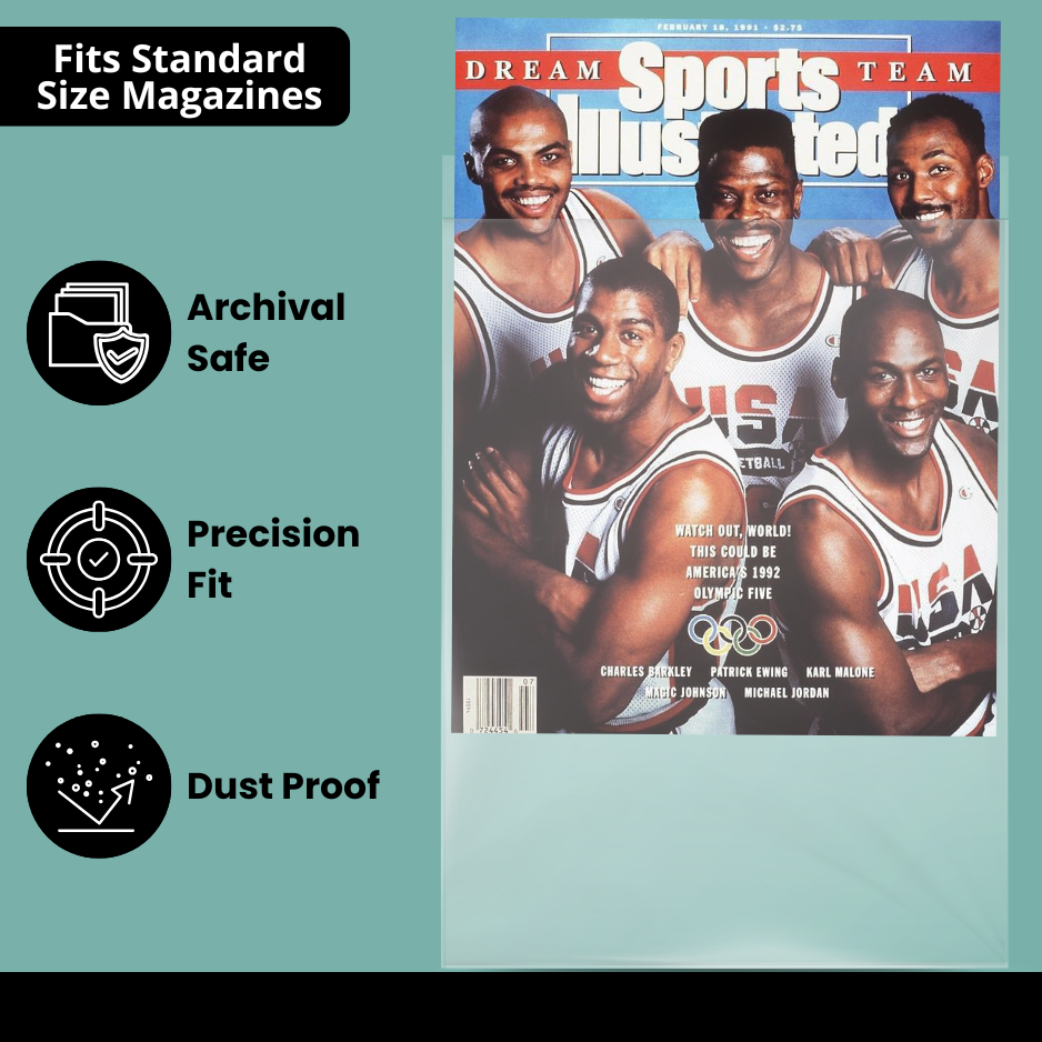 Magazine Bags - 200 Pack Acid-Free Polypropylene Plastic Sleeves - Crystal Clear Protection for Your Magazines and Comic Books - Archival Storage Covers for Collectors
