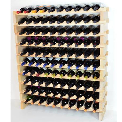 (10 Bottles Per Row) Beech Wood Modular Wine Holder Rack Stackable