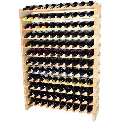 (10 Bottles Per Row) Beech Wood Modular Wine Holder Rack Stackable