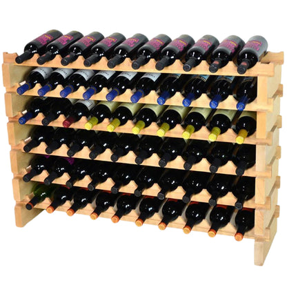 (10 Bottles Per Row) Beech Wood Modular Wine Holder Rack Stackable
