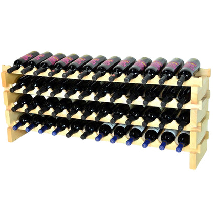 (12 Bottles Per Row) Beech Wood Modular Wine Holder Rack Stackable