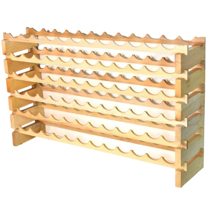 (12 Bottles Per Row) Beech Wood Modular Wine Holder Rack Stackable